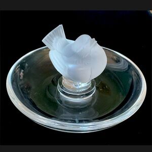 RENÉ LALIQUE French Crystal Pinson Finch Ashtray/ Dish - Signed, Rare, Vintage